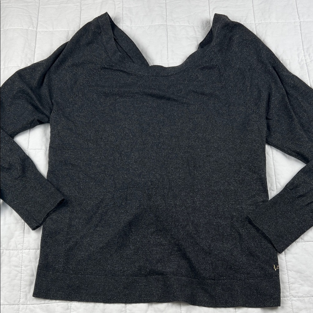 Victoria's Secret Charcoal Crew Neck Sweater with twist open back size S